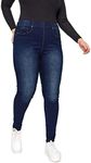 Yours for Good Curve Indigo Blue Pull On Bum Shaper Stretch Lola Jeggings - Women's