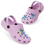 Disney Girls Clogs with Removable Rubber Charms - Girls Gifts (Purple Stitch, 10 UK)