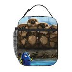 Lunch Bag for Women, Portable Cooler Bag, Adults Lovely Sea Otter Print Lunch Box with Front Pocket for Work Travel Picnic