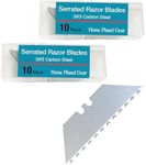 Serrated Blades for Utility Knife – TWO 10 Packs Heavy Duty Saw Razors for Box Cutter in Convenient Storage Box – Serrated Edge Razors 10 Packs, Standard Size - Fits Most Cutters & Knives