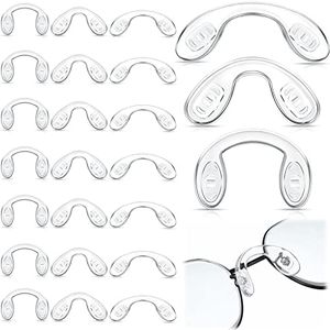 24 Pieces U Shaped Eyeglasses Nose Pads, Screw in Glasses Strap Bridge Silicone Nose Pads, 3 Size 42mm 32mm 28mm, Transparent Eyeglasses Nose Pads for Anti Slip Anti Drop Glasses Fixing Tool