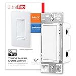 UltraPro Z-Wave Smart Light Switch, in-Wall Rocker Paddles, Built-in Repeater Range Extender, ZWave Hub Required, Alexa and Google Assistant Compatible, 3 Way Switch, White, 39348 1 Pack