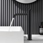 KENES Black Tall Bathroom Faucet Matte Black Vessel Sink Faucet One Handle Single Hole Modern Bathroom Sink Faucet Washroom Vanity Faucet Supply Lines Included, KE-9015A-2