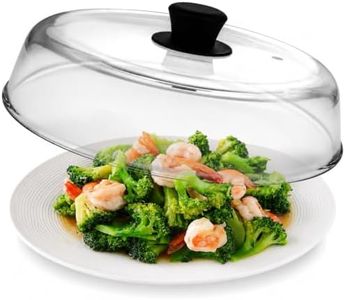 Mikro Innovations 10.5-Inch Glass Microwave Splatter Cover – Borosilicate Glass Food Plate Splatter Guard with Vent Hole, BPA-Free, Easy-Grip Silicone Knob, Dishwasher Safe (1, Black, 10.5in)
