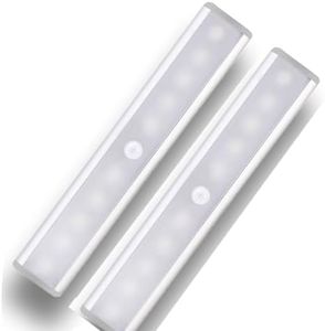 LEPOTEC 10 LED Under Cabinet Lights, Under Cabinet Light,Closet Lights Motion Sensor Light,USB Rechargeable Stick-on Stairs Step Light Bar, LED Night Light Magnetic Closet Lighting, (2 Pack)