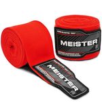 Meister Adult 180" Semi-Elastic Hand Wraps for MMA & Boxing (Pair) - Red