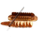 Baguettes Board Wooden Chopping Board Acacia Wood French Bread Cutting Board French Bread Miter Bread Slicer with Bread Knife Storage Bag