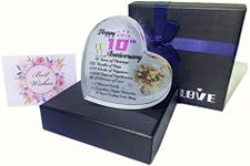 10th Tin Wedding Anniversary Romantic Gifts for Women,10 Years Anniversary Wedding Gifts for Wife Girlfriend Couple, Crystal Heart Marriage Keepsake,10th Wedding Anniversary Present for Her Gold