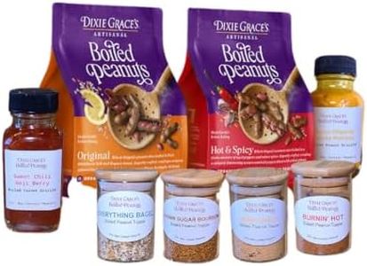 Dixie Grace’s Boiled Peanuts Starter Kit - Original & Hot & Spicy Pouches with 6 Gourmet Toppers - Plant-Based Southern Snack Sampler - Gluten-Free, Keto, Non-GMO, 7g of Protein, Ready-to-Eat