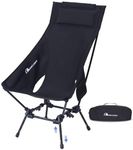 MOON LENCE Camping Chairs for Adults, Adjustable Oversize Beach Chair Lawn Chair with High Back - Large Capacity, Heavy Duty - Backpacking Chair Folding Chair for Hiking Fishing, Black