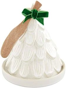 Mud Pie Christmas Tree Set, Cloche 6 1/4" x 5 3/4" Dia | Spreader 5 1/2", White