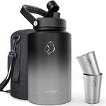 BUZIO One Gallon Vacuum Insulated Jug, Insulated Beer Growler, 18/8 Food-Grade Stainless Steel Double Wall 128oz Water Bottle Comes with Two Stainless Steel Cups Thermo Canteen Mug, Batman