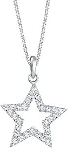 Elli Collana Donna Ciondolo Stella Astro con Cristalli in Argento Sterlino 925