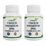 Nveda Calcium Supplement 1,000 mg with Vitamin D, Magnesium, Zinc & Vitamin B 12 For Men & Women/For Immunity, Bone & Joint Support -Pack of 2 120 Tablets