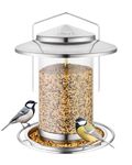 iBorn Metal Bird Feeder for small birds,Easy Clean Bird Seed Feeder,Hanging Bird Feeder for Seeds With Gift Box，3-Second Refill Bird Feeder,Nickle 6 Port (Seed is not Included)