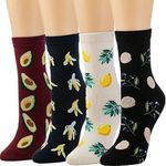 Women’s Socks Crew Socks Novelty Gifts Clothing Womens Long Cartoon Socks Fruit Socks Funny Cute Prime Gifts Ladies for Women WCS1 (Lemon), One Size