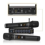 Sound Town 100 Channels Wireless Microphone Karaoke Mixer System with 2 Metal Handheld Microphones, Optical (Toslink), AUX, for Smart TV, Home Theater, Sound Bar (SWM16-2MEGA)