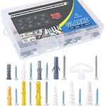 Glarks 212Pcs Phillips Flat Head Self Tapping Screws and Ribbed Anchors Assortment Screws Kit