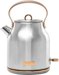 Haden Heritage 1.7 Liter Stainless Steel Electric Kettle, Hot Water Kettle with 360-Degree Base and Auto Shutoff, Steel & Copper