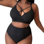 Generic Plus Size Swimwear for Women High Waisted Bikini Sets Push Up 2 Piece Swimsuits for Women Big Bust Stretch Tummy Control Bathing Suits Ladies Modest Swimming Costume Beach Wear