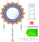 5D Diamond Painting Mandala Mirror, Diamond Painting Mirror, Craft Set Children 5 6 7 8 9 10 11 12 Years, Creative Gifts Suncatcher Craft Set Toy with Pendant for Girls Teenagers Adults