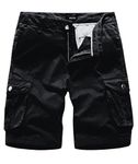 L'MONTE Men's Imported Cotton Casual Daily Outwear Cargo Shorts with Multi Pockets (36, Black)