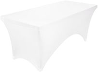 NY Threads Spandex White Tablecloth [6FT - 01 Pack] Stretch Table Cover - Ideal for Picnic, Events and Dining Indoor/Outdoor [72Lx30Wx30H Inch]