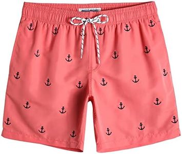 MaaMgic Mens Quick Dry Anchor Swim Trunks with Mesh Lining Swimwear Bathing Suits,Red-glm009,Medium