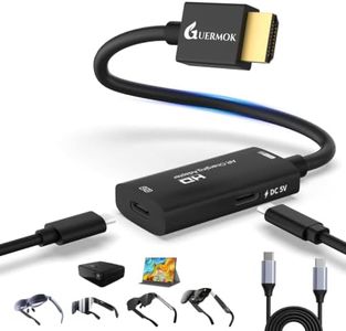 Guermok AR Glasses HDMI to USB-C Display Adapter, 4.9ft 4K@60Hz Play and Charge XR Converter with DC 5V, for XREAL One/Air 2 Pro/RayNeo/Rokid, Steam, Switch 2/1, PS5/4, Portable Monitors, Black