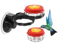 Gbekery Handheld Hummingbird Feeders (Set of 2) with Window Mount Suction Cup, New Upgraded Small Glass Hummingbird Feeder for Outdoors, Mini Window Humming Birds Feeders