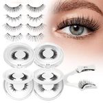 Magnetic-Eyelashes with Applicator, 4 Pairs Magnetic Eye Lashes No Glue or Eyeliner Needed, Higu clace Reusable Magnetic-Lashes Natural Look, Eyelashes Magnetic Easy to Wear and Remove(Style 4A)