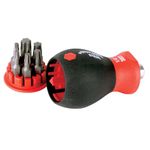 Wiha 38045 Stubby Screwdriver With Six-In-One Insert Bits, Torx