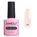 AIMEILI 8 in 1 Nude Builder Base Gel, Clear Sheer Color UV LED Gel Nail Polish for Strengthening Gel Nails Repair Reinforcement Extension, Long Lasting & Easy to Apply - (150) 10ml