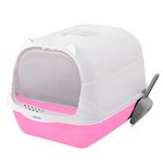 24x7 eMall Pink Cat Litter Box Cat Litter Tray with Dome and Scoop with Foul Smell Absorber 18 x14 x14 Inch (45x35x35Cm)