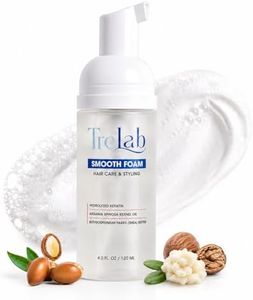 TreLab Hair Smoothing Mousse with Hydrolyzed Keratin & Argan Oil, Frizz Control Styling Foam for Wavy Dry Hair, Lightweight Non-Sticky Hold, 4 Fl Oz/ 120ml