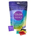 VIBRATISSIMO Colour Condoms 100-Pack I Feel-Real & Extra Lubricated I Condoms for m´Men I Colourful Condoms I Male Contraception I Colourful Pack Including red, Black, Green, Yellow, Gold.