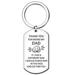 SMARGO Funny Dad Keyring Father's Day Gifts From Daughter Son Thank You For Being My Dad If I Had A Different Dad I Would Puch Him In The Face And Go Find You Dog Tags Keychain