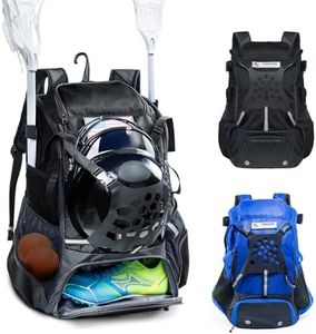 VIGEGARI Lacrosse Bag with Lacrosse Stick Holder, Lacrosse Backpack with Helmet Holder, Separate Shoe Space, Lacrosse Bags with Pockets for Lacrosse Gloves, Elbow Pads, Lacrosse Accessories