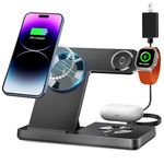 3-in-1 Multi-Device Charging Dock, Fast Charging Stand for iWatch and AirPods, Foldable Charging Station for iPhone 15/14/13/12/11/10/Pro/X/Max/XS/XR/8/7/Plus/6s/6 with Adapter