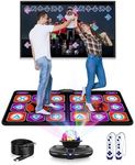 Acelufly Dance Mat, Flannel Dance Mat for TV with Camera, Double Dance Game Mat with Wireless Controller, Non-Slip Dance Pad for Kids Adults, Gifts for Girls Boys