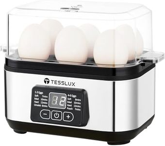 Tesslux Electric Rapid Egg Cooker, 6 Egg Capacity for Hard Boiled Eggs, Poached Eggs, Scrambled Eggs, or Omelets Maker with Auto Shut Off