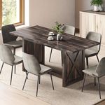 DWVO 70.8" Large Farmhouse Kitchen Dining Room Table for 6 to 8 People, Rustic Oak Industrial Wood Style Rectangle Apartment Dinning Room Dinette Tables for Eating Dinner