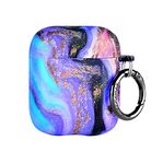 Velvet Caviar Galaxy Glitter AirPod Case for Women & Girls with Keychain - Cute Protective Hard Cases Compatible with Apple Airpods 1/2