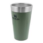 Stanley Adventure Stacking Beer Pint 0.47L - Travel Mug Keeps Beer Cold For 4 Hours - Stainless Steel Beer Mug - Stacks Infinitely - Double Wall Vacuum Insulation - Dishwasher Safe - Hammertone Green