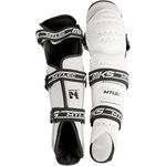 MyLec MK5 Street/DEK Shin Pad, Lightweight & Durable Hockey Accessories, 360° Velcro Straps, Hard Front Shells, Breathable Material, Metatarsal Padding Street Hockey Shin Guards, Foam Rubber(11,White)