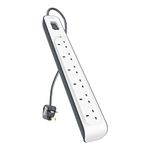 Belkin 6 Way/6 Plug 2m Surge Protection Extension Lead Strip, White