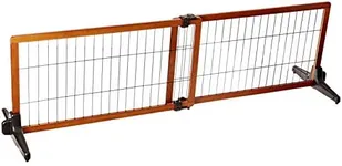 Carlson 70-Inch Wide Adjustable Freestanding Pet Gate, Premium Wood,Brown