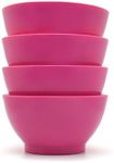 CaliBowl Non-Spill Plastic Bowl Set - 20oz Reuseable Kitchen Bowls with Concave Inner Lip and Non-Slip Base - For Cereal, Soups, Salad, Pasta and Serving - Set of 4 - Hibiscus Pink