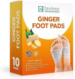 Lavinso Ginger Foot Pads - Deep Relaxation for Stress, Enhanced Sleep Quality - Patch Helps Minimize Foot Odor, Comfort Your Ball of Foot, Cushions Pain and Metatarsalgia While Cleansing - 10 Pack