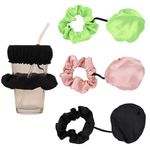 Drink Cover Scrunchie 3 Pack, Reusable Drink Covers for Alcohol Protection Women Scrunchies, Stretchable Drink Protector Wear on Wrist or in Hair Prevent Drink Spiking Keeps Cover Clean